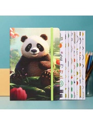 1 件可愛熊貓圖案筆記本附塗鴉貼紙用於書寫和繪畫、素描,附 100 克空白頁可自由書寫。有趣的貼紙增添色彩和樂趣。