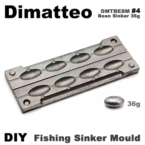 Dimatteo DIY Fishing Bean Sinker Mould DMTBESM/#4 Bean Sinker 36g 4 Cavities