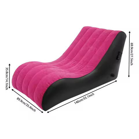 Rose-red+Black S-shaped Sofa Bed, Inflatable Sofa Bed, Folding Sofa Be& The Living Room, Bedroom, Ba