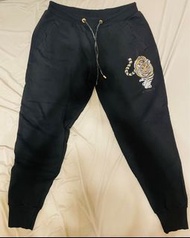 USUALIS Italy 黑色老虎水鑽圖案運動棉褲 二手衣 運動套裝 #新春跳蚤市場
