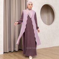 SHABIYAN-604 Gamis Wanita Muslimah Cardigan Set Inner Outer