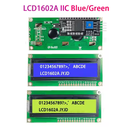 LCD1602+I2C 1602 16x2 1602A Blue/Green screen HD44780 Character LCD /w IIC/I2C Serial Interface Adap