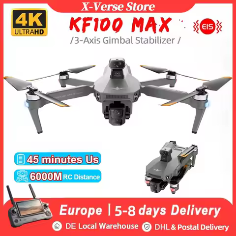 KF100 Max Drone 4K Professional 3-Axis Gimbal Laser Obstacle Avoidance GPS 6KM RC Dron 45 Minutes Fl