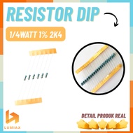 10Pcs Resistor 2K4 ohm metal film 1/4watt 1% 2.4 kilo 2.4 kilo ohm