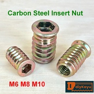D-nut M6 M8 M10 Carbon Steel Threaded Insert Nut Flange Type D  Hexagon Head Furniture Bolt Fastener
