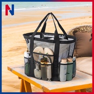 Large & Small Beg Pantai Mesh - Multi-Functional Waterproof Mesh Beach Bag Multi Pockets Travel Pool