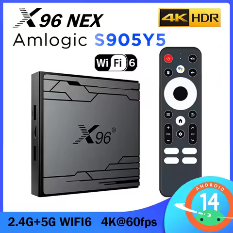 X96 NEX Amlogic S905Y5 Smart TV Box Android 14.0 Support BT 2.4G&5G Wifi6 4K@60fps HDR 4G/32G Media 