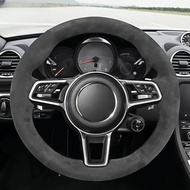 DIY Artificial leather Suede Carbon Fiber Customized Hand-stitched Car Steering Wheel Cover For Pors