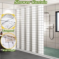 Bathroom curtain with hook waterproof PEVA shower curtain Seaside toilet door curtain (without rod)