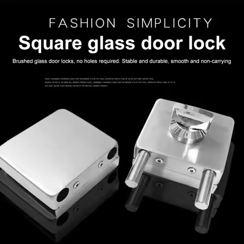 Stainless Steel 10-12mm Glass Door Lock Double Sides Open No Drilling Gate Lock For Home Door Office