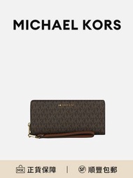 Michael Kors Jet Set棕色帆布印花滿印錢包復古時尚[平行進口]