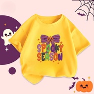 Kaos Happy Halloween Spooky Season T-Shirt Trick or Treat Tee Shirt Kids Adults Spooky Season Hallow