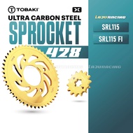 TOBAKI Racing Sprocket 428 Harden Steel LAGENDA SRL115 / SRL115 FI (14T - 40T) Spoket Gold 100% ORI 