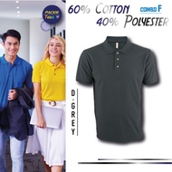 DARK GREY HC0124 POLO HONEYCOMB 60% COTTON/40% POLYESTER COLLAR SHORT SLEEVE TSHIRT KEMEJA UNISEX HC