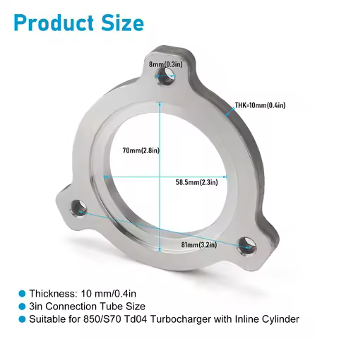 7cm to Connect 3" 76mm Pipe Turbine Outlet Flange Angle Type For Volvo 850 S70 TD04HL