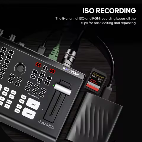 Osee GoStream Duet 8 ISO 4 SDI Inputs 4 Stream Inputs Video Switcher SDI/NDI/RTMP/SRT 2 XLR Audio Sw