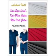 Kain Baju Scrub , Kain Plain Cotton, Mini Drill Cotton, Comb Cotton, Face Mask, Baju Kemeja, korpora