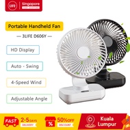 Mini Desk Fan D606Y 4 Speeds Auto Swing 4000mAh Battery Office Outdoor Home
