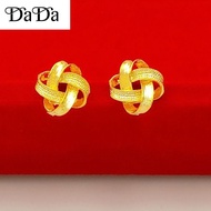 ☃♕✣saudi gold 18k pawnable legit Gold Earrings Original Trendy Simple Female Small Earrings Four-Lea