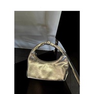 Portable Croissant Bag Fashionable Dumpling Bag Silver Soft Leather Texture