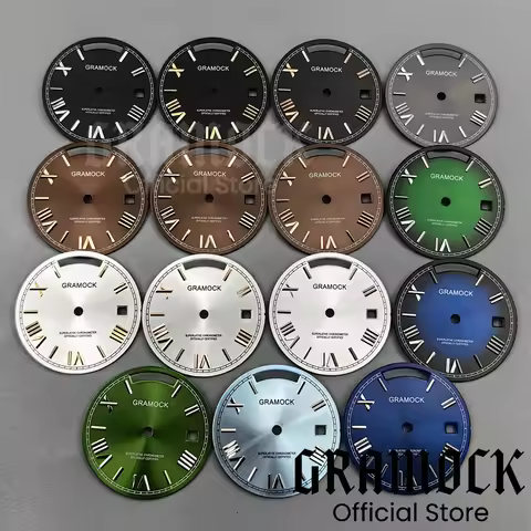 29MM Miyota 8285 Movt Watch Sterile Face Parts Sky Blue Coffee Grey Green Sunberst Week Dual Calenda