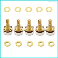 Nan 5pcs A500K Potentiometer Splined  Electric Guitar Bass Effect Amp Tone Volume