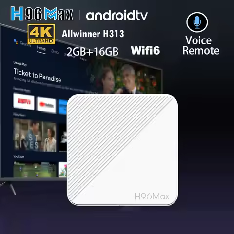 H96 Max Android TV Box Quad Core Allwinner H313 4K HDR Wifi6 BT Voice Assistant Remote Control 100m 