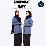Korporat Navy Denim perempuanboleh sulam logo & nama