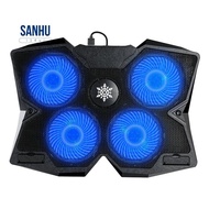 Cooling Fan Stand Mat Quiet Laptop Cool Pad Blue LED USB Notebook Cooler with 4 Fans for Laptop Notebook