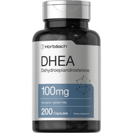 Horbäach DHEA 100mg | 200 Capsules | Supplement for Men and Women | Non-GMO, Gluten Free