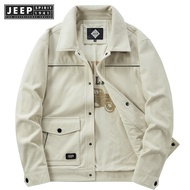 Jeep Spirit 1941 estd Casual Corduroy Warm Coat for Men Loose Large Mens Polo Neck Jacket for Men