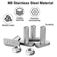 30Pcs T Slot Bolt ReplacementM8 X 20 Screws A2-70 Rail Track Screws Track Nuts with 15 Flange Nut