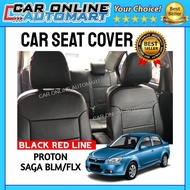 Proton Saga BLM/FLX Black with Red Line Car Seat Cover PVC Leather Cushion Cover