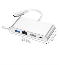 品名: 環保包裝Type-c轉HDMI四合一轉換器RJ45網卡hub集線器HDMI/PD充電/USB HUB J-14664