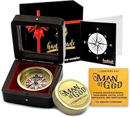 Brass Compass Man of God 1 Timothy 6:11, Unique Pastor Appreciation Gifts for Men, Christian Gifts f