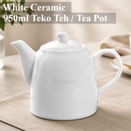 White Ceramic Coffee Porcelain Tea Pot Teko Besar Kopi Seramik Tahan Panas Teko Teh 950ML