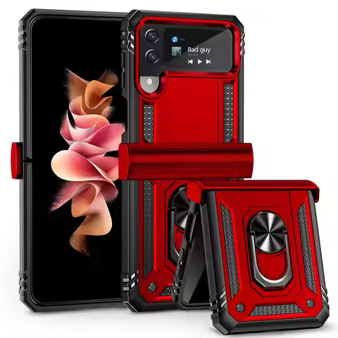 Anti-Drop Kickstand Ring Holder Phone Case for Samsung Galaxy Z Flip4 Flip 3 Zflip4 Flip 4 5G Flip3 