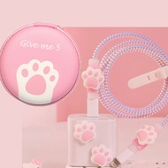 Cute Pink Paw Cable Protector For iPhone 14 13 12 Fast Charging Protector USB Data Cable Line Protection with Earphone Case Bag