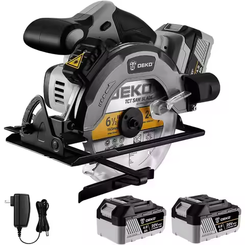 20V Cordless Circular Saw with 6-1/2-Inch Blade and 4500 RPM Motor Includes 2 x 4.0Ah Batteries and 
