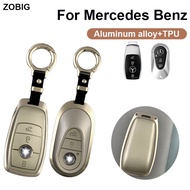 ZOBIG Aluminum alloy Key Fob Cover for Mercedes Benz Car Key Case Shell with Keychain Fit For 2024 M