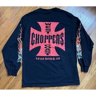 2026 New Style Retro Y2K West Coast Chopper Flame Skull Long Sleeve All-Match Printed Top Ready Stoc