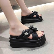 BM QC SLIPPERS WITH FLOWERS 7CM GENUINE LEATHER HIGH QUALITY PRODUCTS XXN TT VV TT