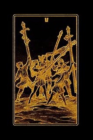 FIVE OF WANDS - Tarot Card Notebook (Black - Gold Ed.): A5 Ruled Lined Tarot Journal Diary Sketchboo