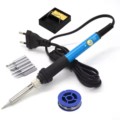 Electric Soldering Iron Kits 220V 60W EU Plug Temperature Adjustable Welding Gun Repair Tool with Ti