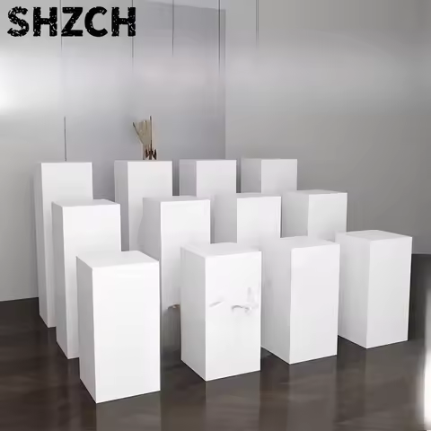 ‌Square White Display Stand Lacquered Pedestal for Sculpture Art Showcase Platform Museum Exhibition