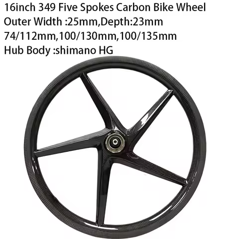 16inch 349 Fold Carbon 5 Spokes Bike Wheelset Rim Brake Disc Brake 16" Five Spokes Folding Bike Clin