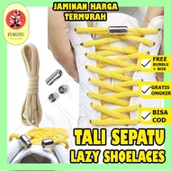 Tali Sepatu Elastis Karet Pipih Praktis Tanpa Ikat Model Lock Tube Bulat Lazy Lace No tie Shoelace S