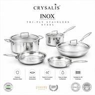 Crysalis Inox Tri-Ply Stainless Steel Fry Pan Sauce Pan Dutch Oven Induction Compatible Cookware