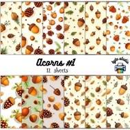 12 Sheets Acorns 1 | byte studio | Premium Paper Craft Junk Journal Stationery
