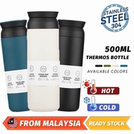 𝑲𝑲 500ML Portable thermos tumbler Water bottle 304 Stainless Steel Cup Drinking Vacuum Flask Hot & C